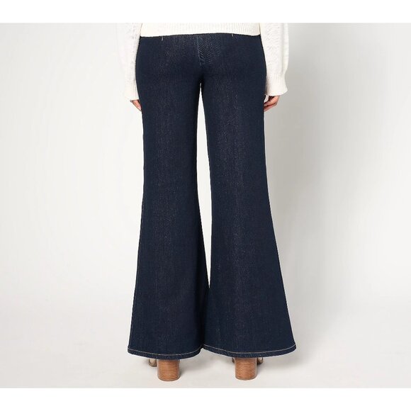 Peace Love World Authentic Denim Petite Wide Leg Jeans Size 8P Indigo Dark Wash - Picture 2 of 9